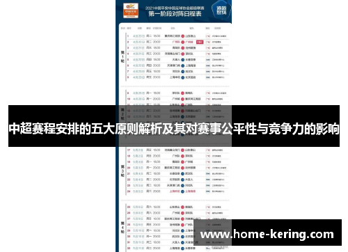 中超赛程安排的五大原则解析及其对赛事公平性与竞争力的影响